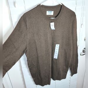 NWT Old Navy Men's Knit Pullover Size M Chocolate Crew Neck Long Sleeve